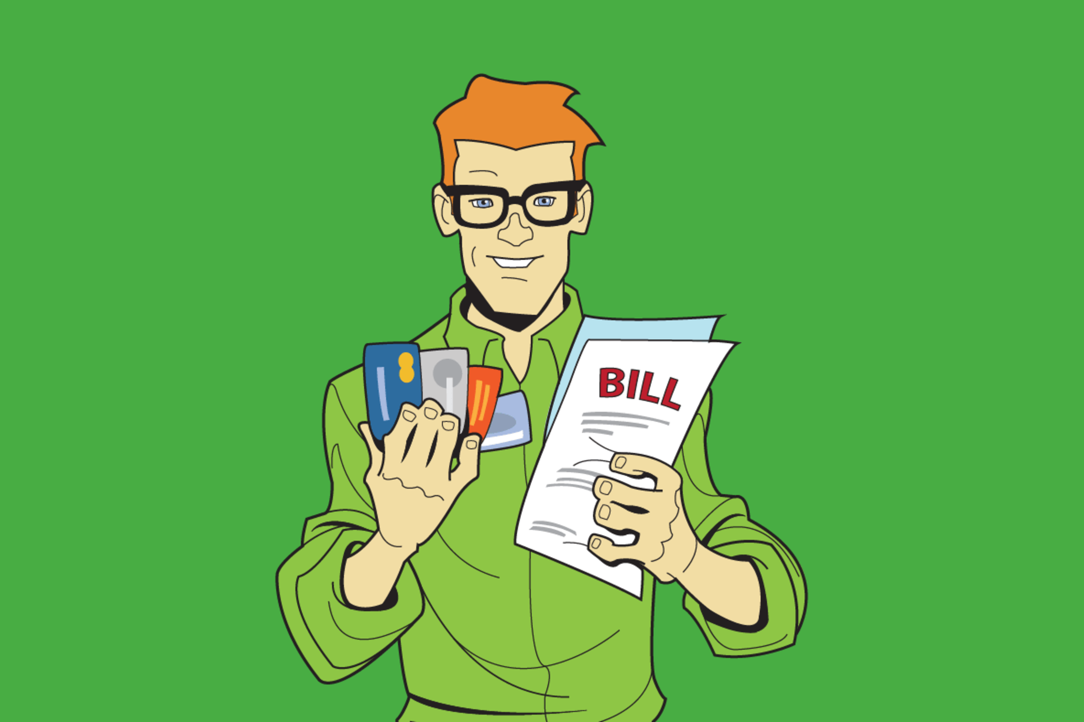 Consumer Ed with credit cards and bills